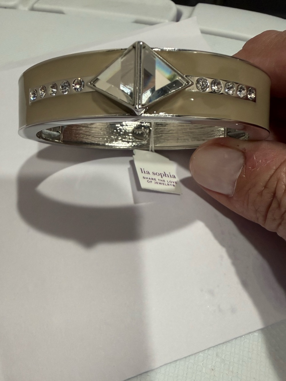Lia Sophia ‘All Access’ enamel Crystal-Accent Stretch Bangle Bracelet